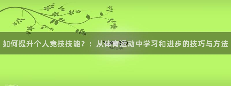 678体育：如何提升个人竞技技能？：从体育运动中学习和进步的技巧与方法